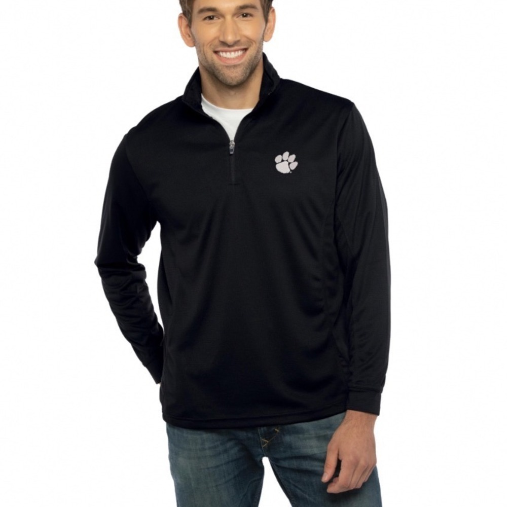 B Draddy Clemson Tigers Mens Large Black Quarter Zip Pullover Nylon Spandex